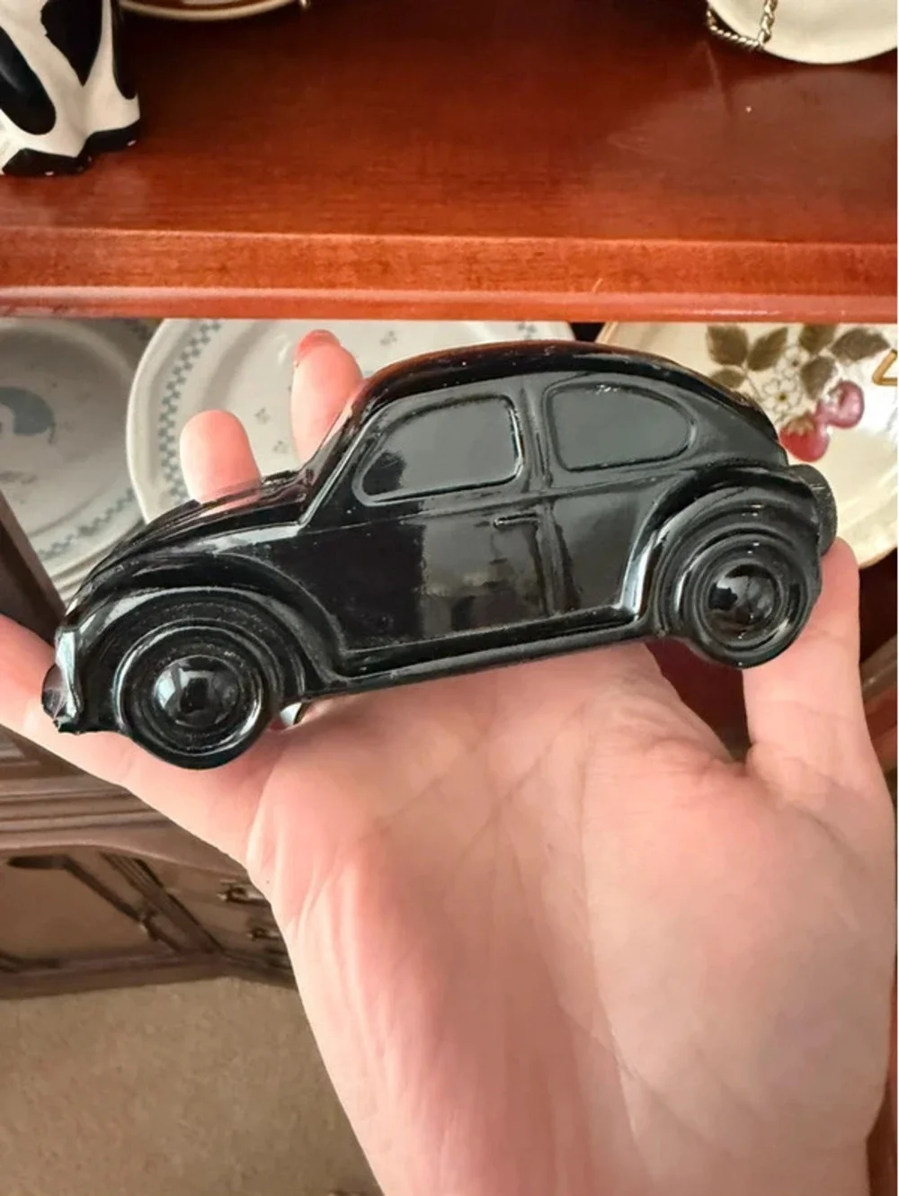 Vintage Avon Volkswagen Beetle Black Glass Decanter Spicy After Shave